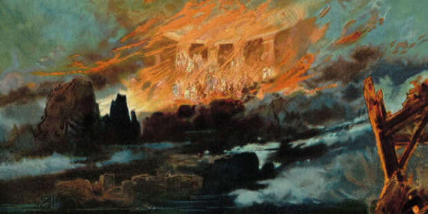 Götterdämmerung. Bühnenbild von Max Brückner, 1896