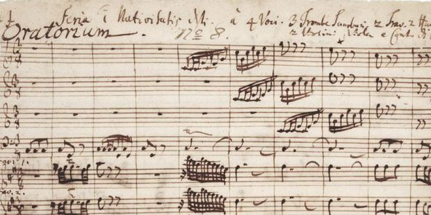 Beginn des Weihnachtsoratoriums von J. S. Bach ("Jauchzet, frohlocket"), Autograph