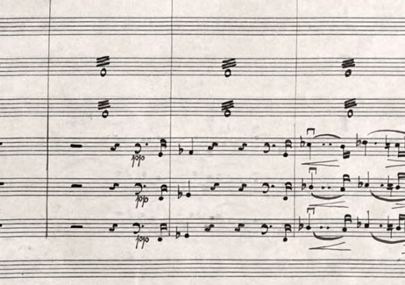Anton Bruckner: Sinfonie Nr. 8, Autograph des Beginns des 1. Satzes