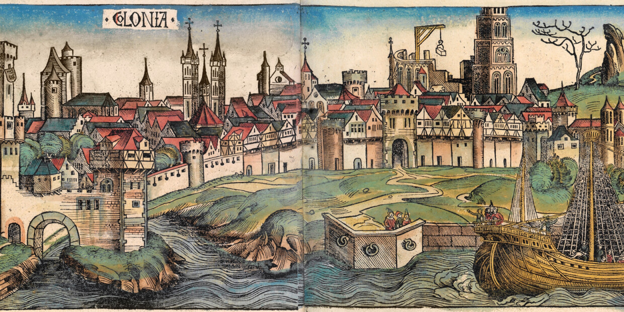 Abbildung der Stadt Köln. Illustrierter Holzschnitt aus der "Schedelsche Weltchronik", 1493