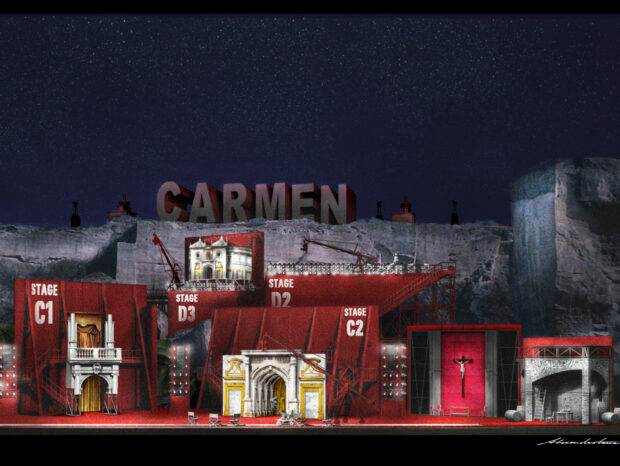 Arnaud Bernard inszeniert bei der Oper im Steinbruch Georges Bizets „Carmen“ vor einem Hollywood-Filmset der Fünfziger Jahre